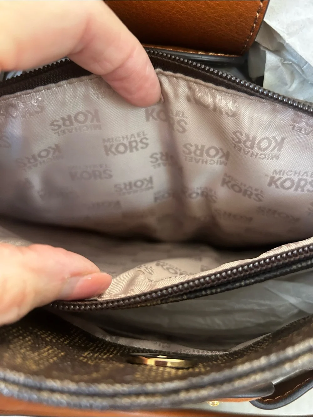 Michael Kors Hamilton large signature logo tote satchel brown NWOT